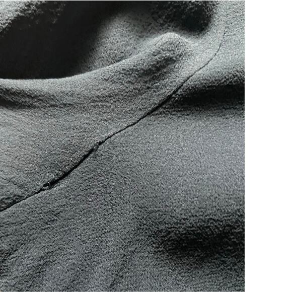 Tory Burch Womens/Teen Silk Sheer Blouse Beaded/Pearl Collar Slate color Size 0 - Picture 6 of 9